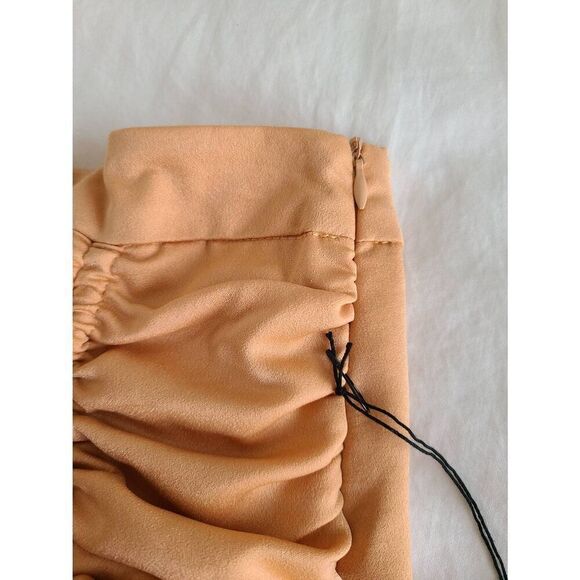 Superdown Womens Sheer Satin Xio Ruched Seam Tie Detail Mini Skirt Orange Small - Picture 5 of 7